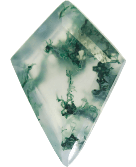 Moss Agate Buyer’s Guide – Properties, Treatments & Value Moss Agate Buyers Guide 4 - kite shape - faceted - south africa
