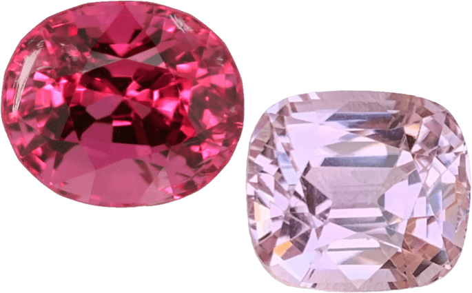 Spinel vs Kunzite_1 Ruby vs Tourmaline: Red Gemstone Guide Spinel vs Kunzite_1
