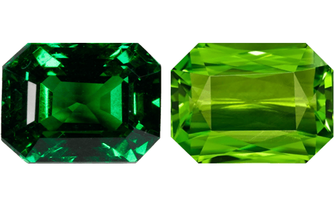 Tsavorite vs Peridot_1 Tsavorite vs Peridot: Majestic Exceptional Green Comparison Tsavorite vs Peridot_1