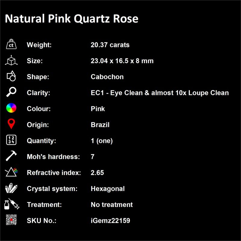 iGemz22159.6 20.37 ct Pink Rose Quartz - iGemz22159