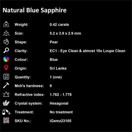 0.42 ct Blue Sapphire - iGemz23105