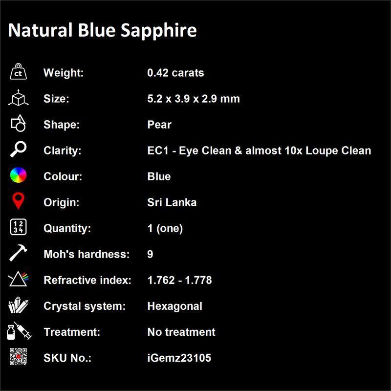 iGemz23105.6 0.42 ct Blue Sapphire - iGemz23105