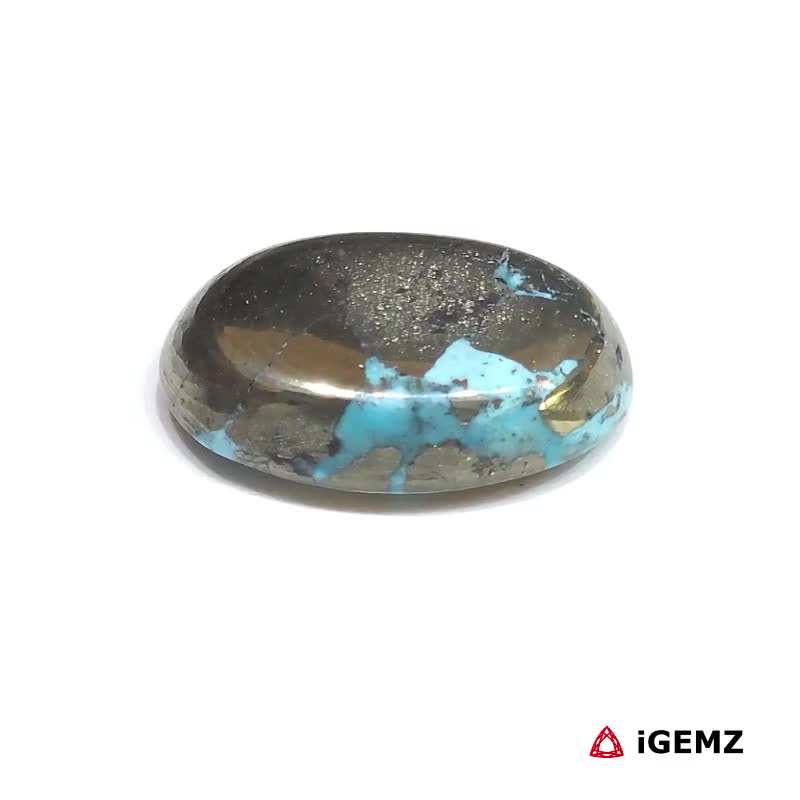 iGemz32582.1 20.8 ct Persian Turquoise with Pyrite - iGemz32582