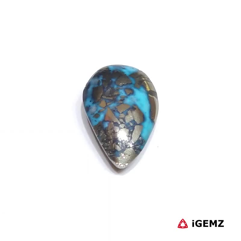 iGemz32585.1 8.87 ct Persian Turquoise with Pyrite - iGemz32585
