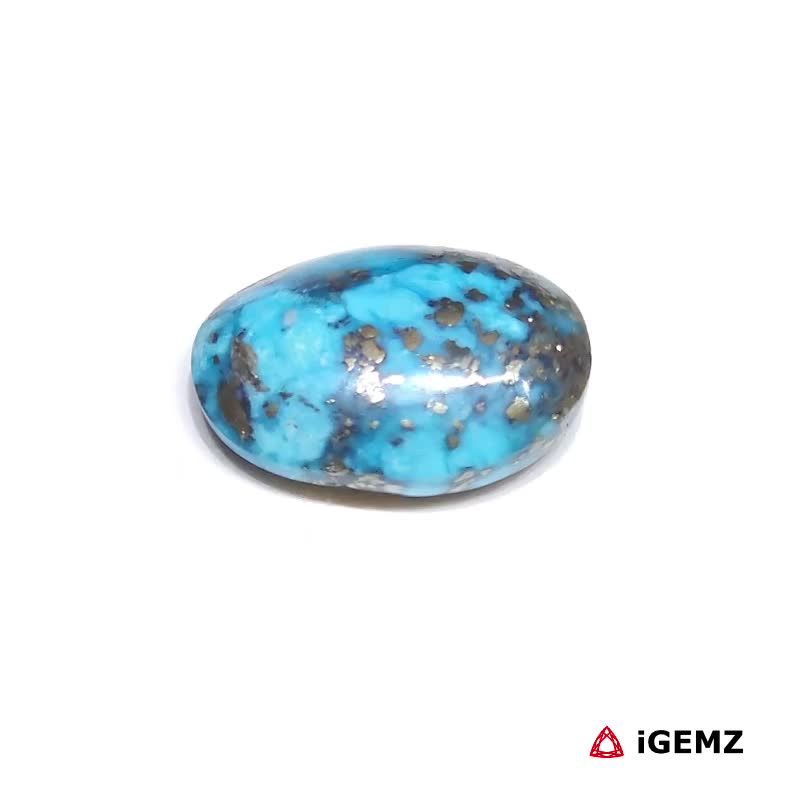 iGemz32606.1 10.94 ct Persian Turquoise with Pyrite - iGemz32606