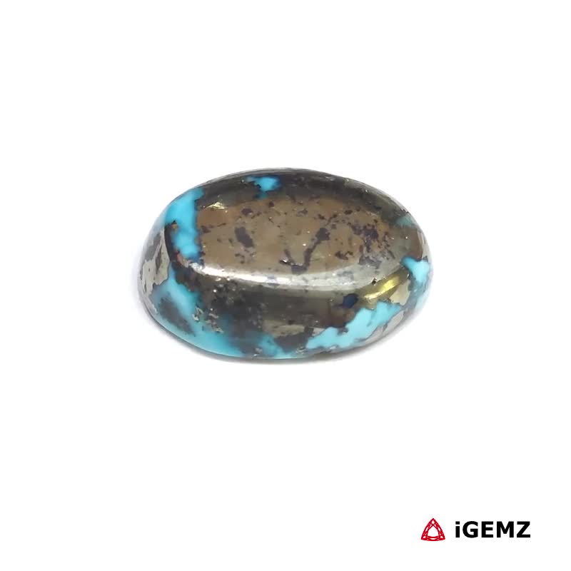 iGemz32611.1 13.83 ct Persian Turquoise with Pyrite - iGemz32611