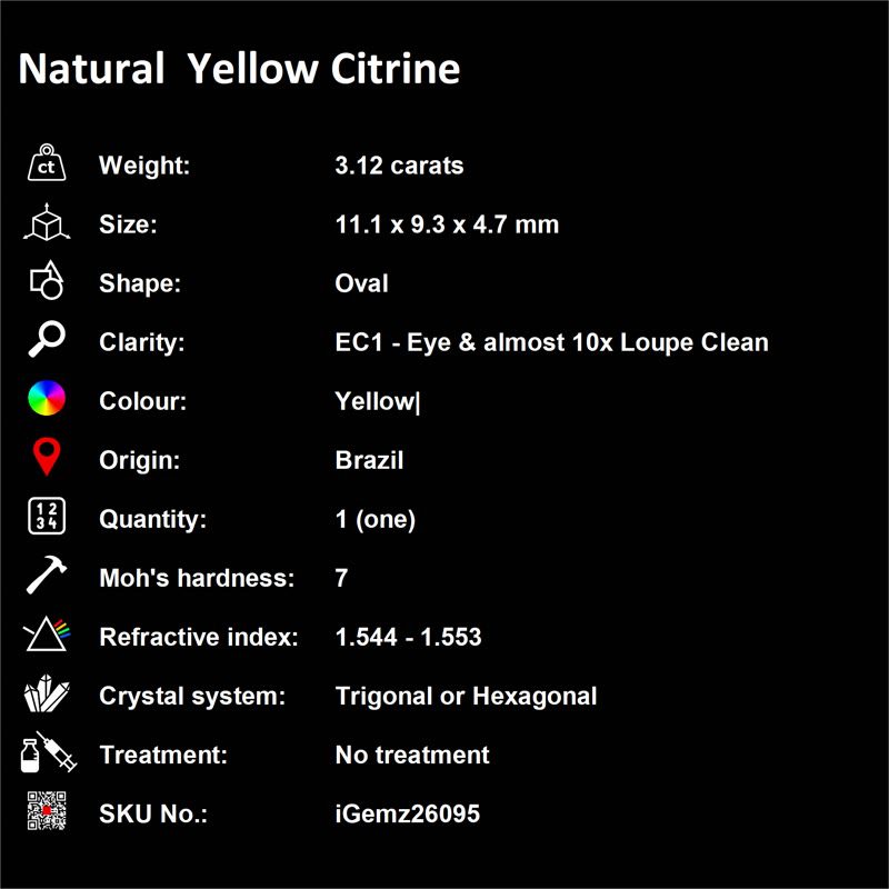 iGemz26095.6 3.12 ct Yellow Citrine - iGemz26095 gemstone for sale at igemz.co.za