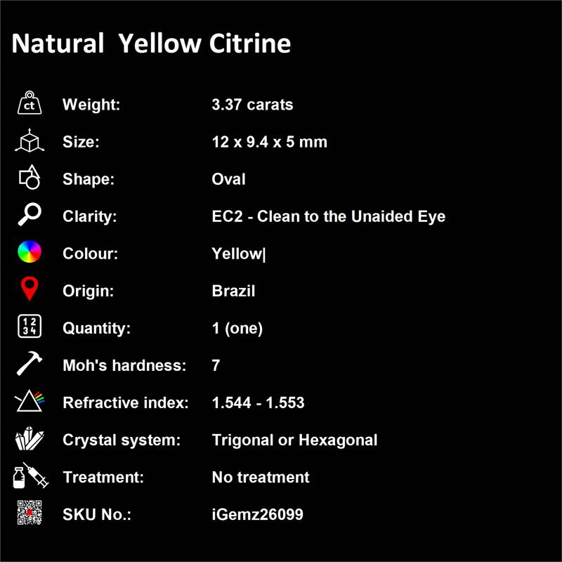 iGemz26099.6 3.37 ct Yellow Citrine - iGemz26099 gemstone for sale at igemz.co.za