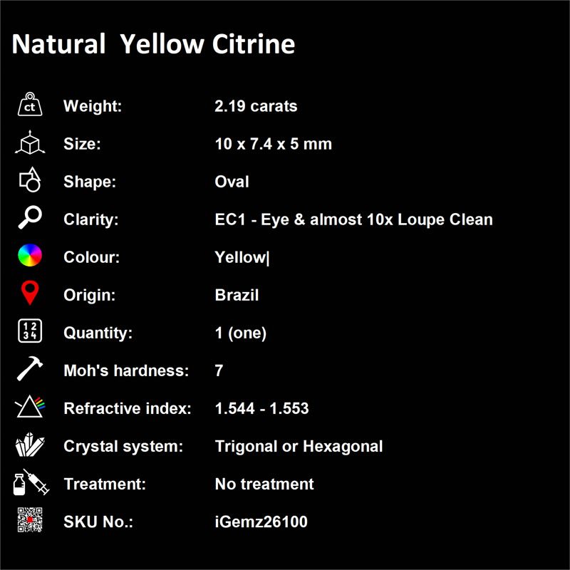 iGemz26100.6 2.19 ct Yellow Citrine - iGemz26100 gemstone for sale at igemz.co.za